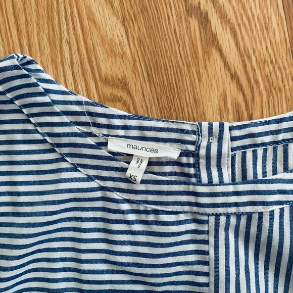 Maurices Faded Navy Blue and White Striped Top - Picture 11 of 13